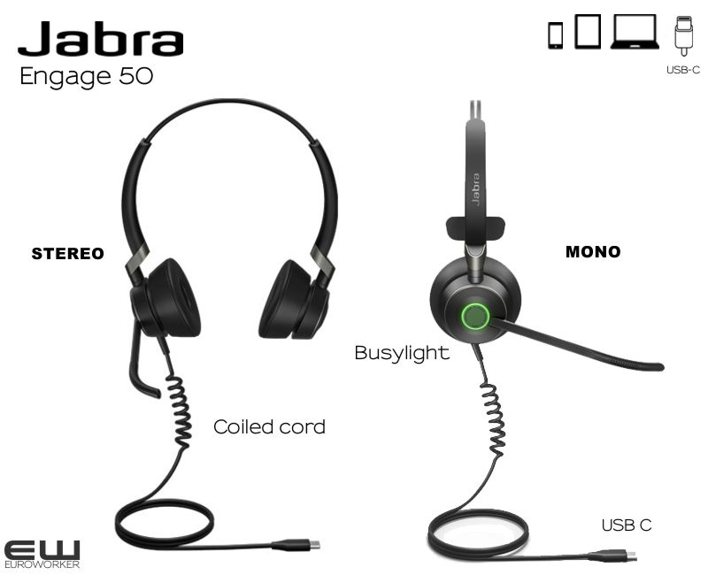 Jabra Engage 50 Mono Duo Digitalt USB C