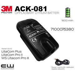 3M Peltor ACK081 Batteri til Litecom Plus & WS Litecom Pro III (3M id: 7100075380)